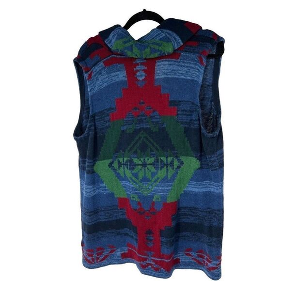 Vintage Chaps Aztec Southwest Print Button Up Sweater Vest - Picture 2 of 8